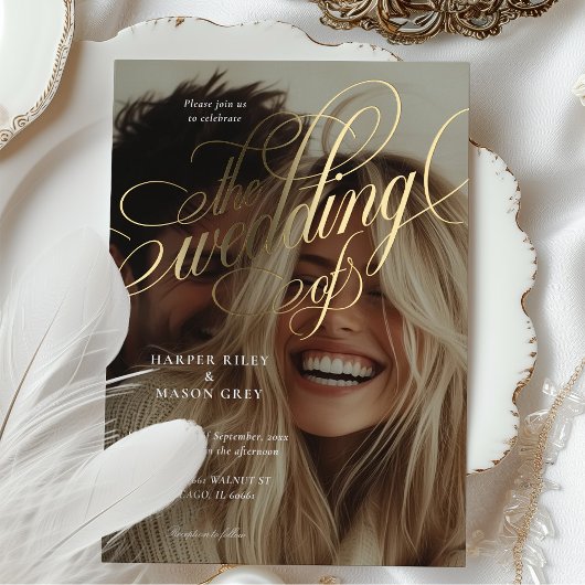 Kalligrafie foto bruiloft uitnodiging