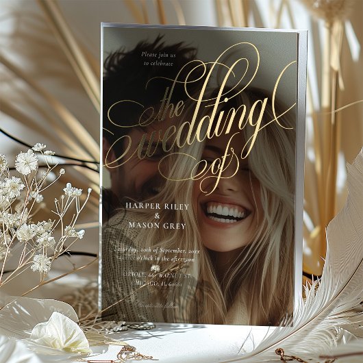 Kalligrafie foto bruiloft uitnodiging