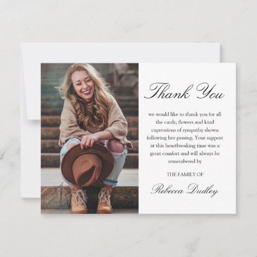 Kalligrafie foto dank u kaart | Sympathie (Voorkant)