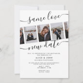 Kalligrafie Foto Dezelfde Liefde Nieuwe Datum Trou Aankondiging (Voorkant)