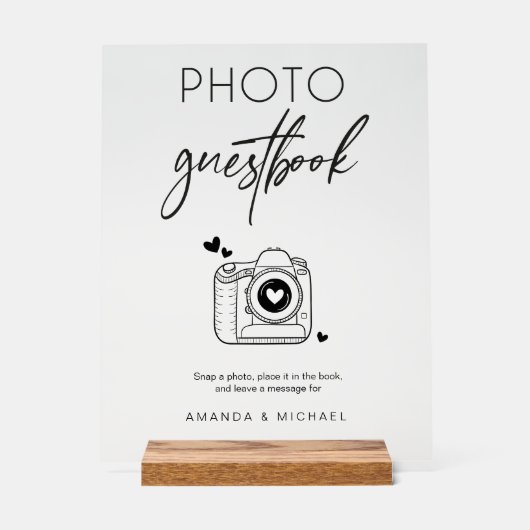 Kalligrafie Foto Gastenboek Camera Acryl teken Acryl Bord (Voorkant)