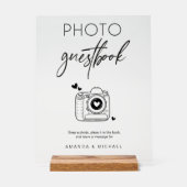 Kalligrafie Foto Gastenboek Camera Acryl teken Bord (Voorkant)