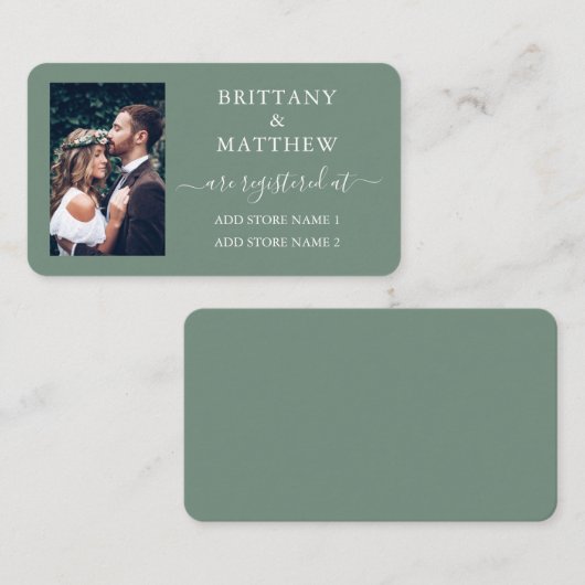 Kalligrafie Foto Huwelijksregister Saliegroen Informatiekaartje (Voorkant / Achterkant)