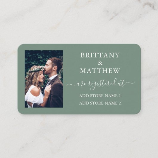 Kalligrafie Foto Huwelijksregister Saliegroen Informatiekaartje (Voorkant)