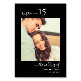 Kalligrafie Foto Monogram Zwart Bruiloft Kaart