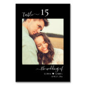 Kalligrafie Foto Monogram Zwart Bruiloft Kaart (Achterkant)