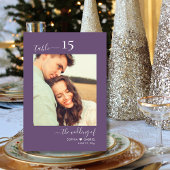 Kalligrafie foto Paarse bruiloft dubbelzijdig Kaart