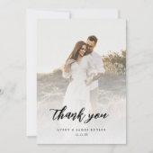 Kalligrafie Foto QR Code Bruiloft Bedankkaart (Voorkant)