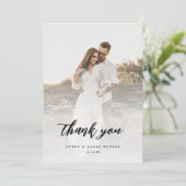 Kalligrafie Foto QR Code Bruiloft Bedankkaart (Staand voorkant)