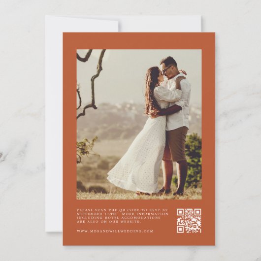 Kalligrafie Foto Verbrande Sinaasappel QR Code Bru Kaart (Achterkant)