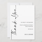 Kalligrafie foto zwart wit bruiloft dank u kaart (Voorkant)