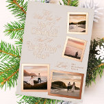 Kalligrafie Fotocollage Nieuwjaar Vrolijk Kerstfee Folie Feestdagenkaart<br><div class="desc">Echte Folie kerstvakantie kaarten - volledig bewerkbaar en  * Neem contact met mij op voor eventuele ontwerpvragen</div>