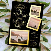 Kalligrafie Fotocollage Nieuwjaar Vrolijk Kerstfee Folie Feestdagenkaart