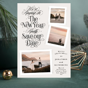 Kalligrafie Fotocollage Nieuwjaar Vrolijk Kerstfee Save The Date
