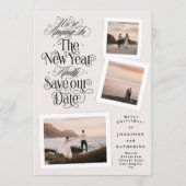 Kalligrafie Fotocollage Nieuwjaar Vrolijk Kerstfee Save The Date (Voorkant)