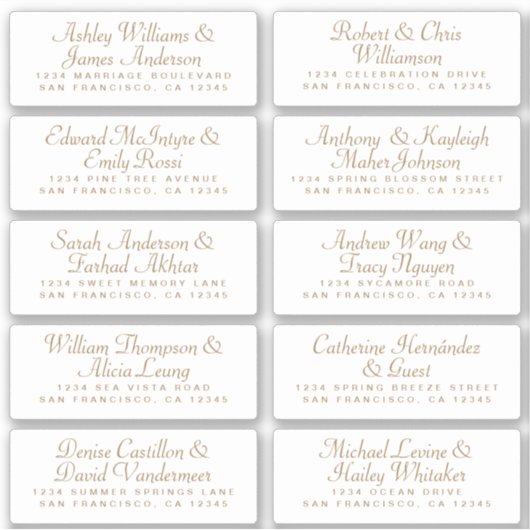 Kalligrafie Gast Adresetiketten BESTELLEN 6" of 8" Sticker (Voorkant)