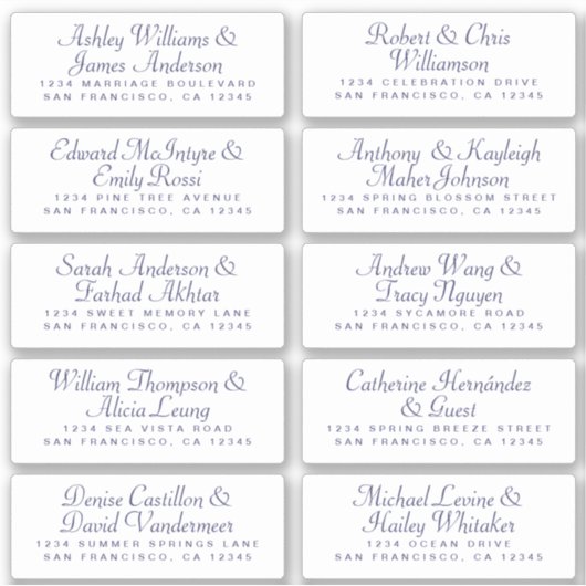 Kalligrafie Gast Adresetiketten BESTELLEN 6" of 8" Sticker (Voorkant)