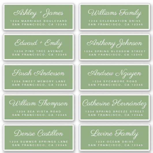 Kalligrafie Gast Adresetiketten BESTELLEN 6" of 8" Sticker (Voorkant)