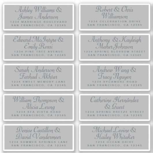 Kalligrafie Gast Adresetiketten BESTELLEN 6" of 8" Sticker (Voorkant)