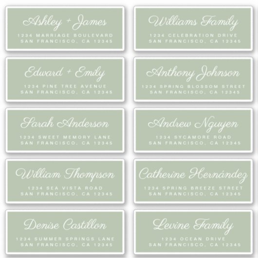 Kalligrafie Gast Adresetiketten BESTELLEN 6" of 8" Sticker (Voorkant)