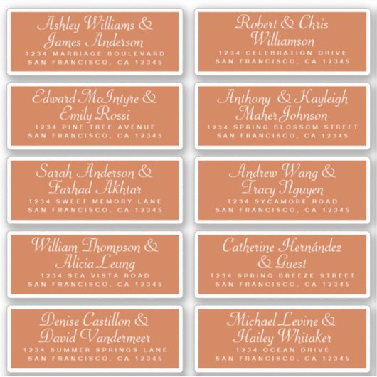 Kalligrafie Gast Adresetiketten BESTELLEN 6" of 8" Sticker (Voorkant)