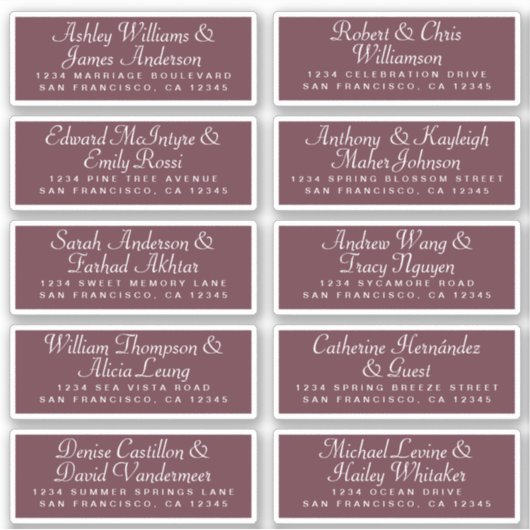 Kalligrafie Gast Adresetiketten BESTELLEN 6" of 8" Sticker (Voorkant)