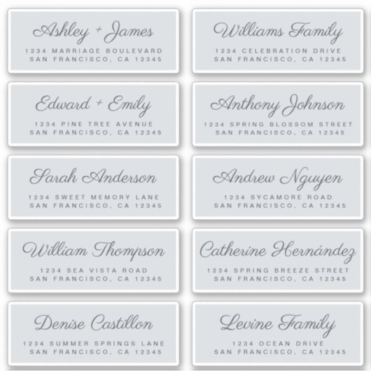 Kalligrafie Gast Adresetiketten BESTELLEN 6" of 8" Sticker (Voorkant)