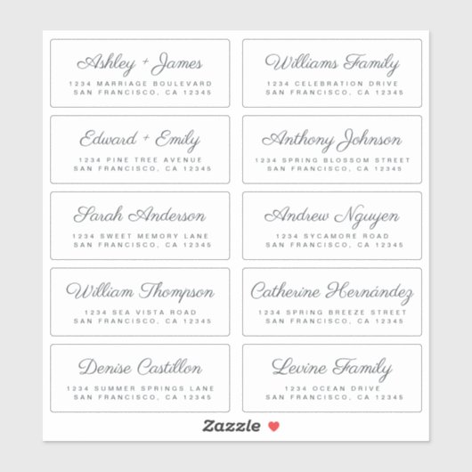 Kalligrafie Gast Adresetiketten BESTELLEN 6" of 8" Sticker (Vel)