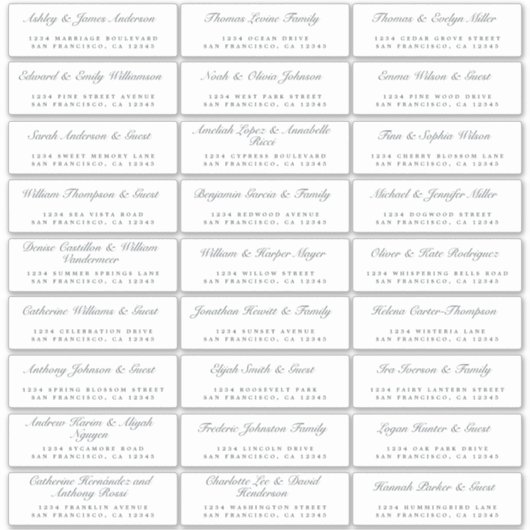 Kalligrafie Gast Adresetiketten BESTELLEN 8" of 14 Sticker (Voorkant)