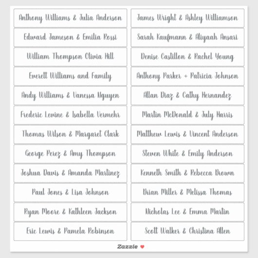 Kalligrafie Gast Namen Labels Wit (Vel)