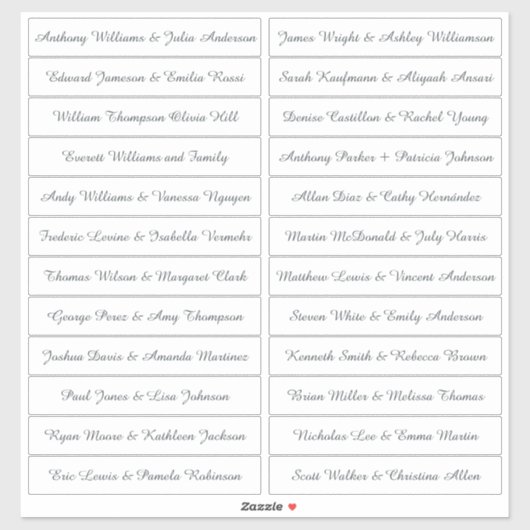 Kalligrafie Gast Namen Labels Wit (Vel)