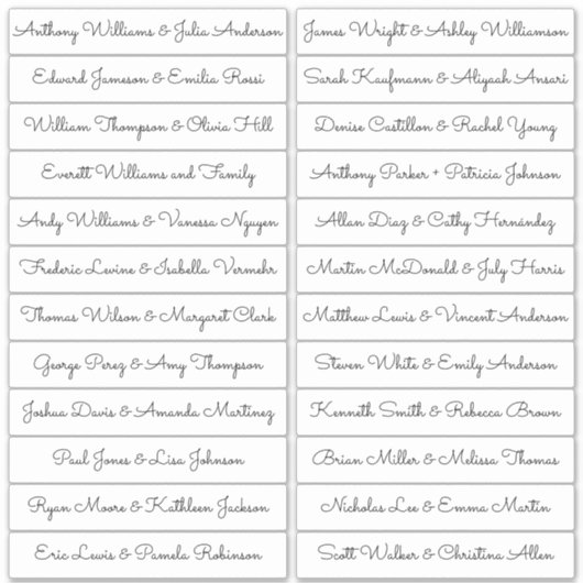 Kalligrafie Gastennamen Labels Wit - Sacramento (Voorkant)