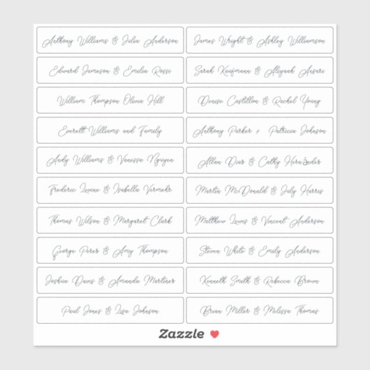 Kalligrafie Gastnamen Labels Wit (Vel)