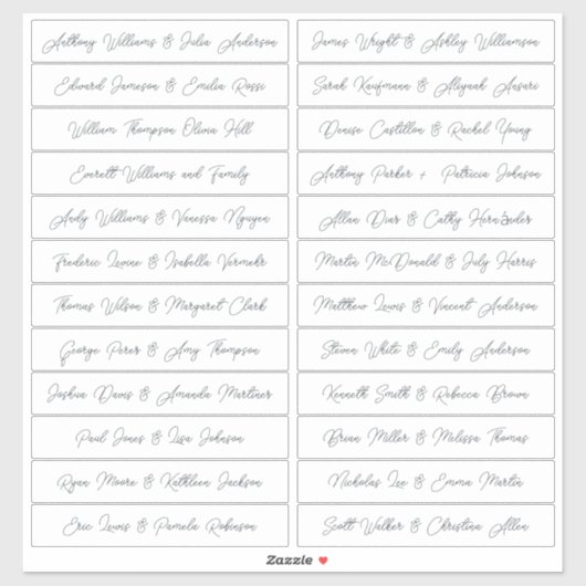 Kalligrafie Gastnamen Labels Wit (Vel)