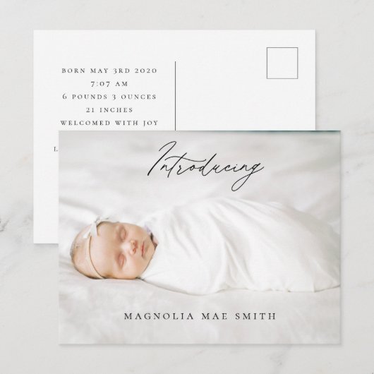 Kalligrafie Geboortefoto Briefkaart (Voorkant / Achterkant)
