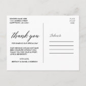 Kalligrafie gemengd bloemig bruiloft hout dank u briefkaart (Achterkant)