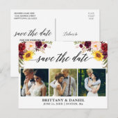 Kalligrafie Gemengd Floral sparen Datum 3 Foto Aankondigingskaart (Voorkant / Achterkant)