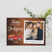 Kalligrafie geplaveide tapedrift Thanksgiving Truc Feestdagenkaart (Staand voorkant)