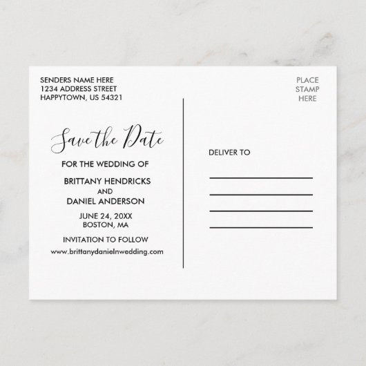 Kalligrafie Getrouwd worden Groen Bewaar de datum Briefkaart (Achterkant)