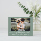 Kalligrafie Getrouwd worden Groen Bewaar de datum Briefkaart (Staand voorkant)