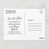 Kalligrafie Getrouwen Blauw Save The Date Briefkaart (Achterkant)