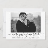 Kalligrafie Getrouwen Zwart-wit Foto Save The Date (Voorkant)