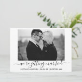 Kalligrafie Getrouwen Zwart-wit Foto Save The Date (Staand voorkant)