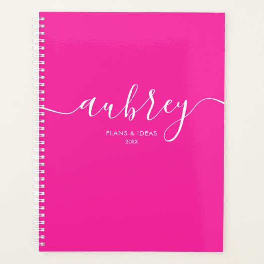Kalligrafie Girly Moderne Roze Planner (Voorkant)