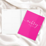 Kalligrafie Girly Moderne Roze Planner<br><div class="desc">Minimalistische functies in het moderne handschrift.</div>