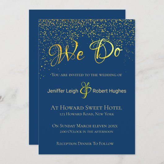 Kalligrafie Gold Foil Wedding Uitnodiging (Voorkant / Achterkant)