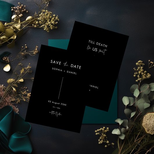 Kalligrafie Gothic Bruiloft Zwart Save The Date Kaart