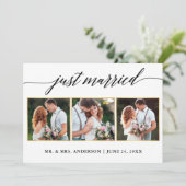 Kalligrafie goud 3 foto net getrouwd Kaart (Staand voorkant)