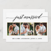 Kalligrafie goud 3 foto net getrouwd Kaart (Voorkant / Achterkant)