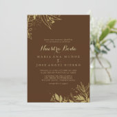 Kalligrafie Goud Bladwerk Nuestra Boda Bruiloft Kaart (Staand voorkant)